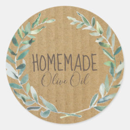 Olijfolie flesje Robuuste waslabel Ronde Sticker