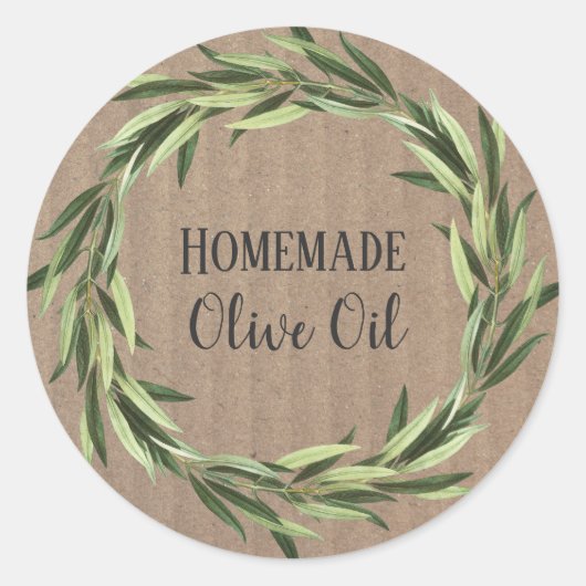 Olijfolie flesje Rustische Waterverf met etiket op (Voorkant)