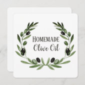 Olijfolie Flessenverpakking Sjabloon Private Label Kaart (Voorkant / Achterkant)