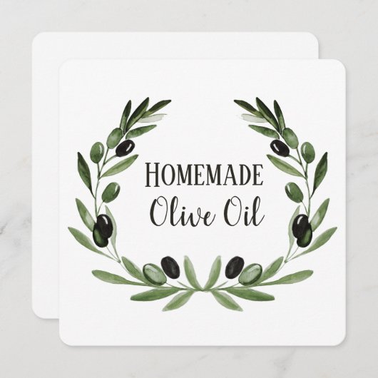 Olijfolie Flessenverpakking Sjabloon Private Label Kaart (Voorkant / Achterkant)