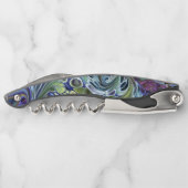 Olijfolie, groen, paars blauw kurkentrekker (Achterkant)