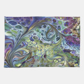 Olijfolie, groen, paars blauw theedoek (Horizontaal)