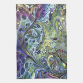 Olijfolie, groen, paars blauw theedoek (Verticaal)