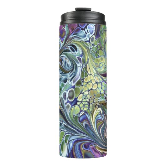 Olijfolie, groen, paars blauw thermosbeker (Voorkant)