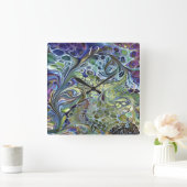 Olijfolie, groen, paars blauw vierkante klok (Huis)