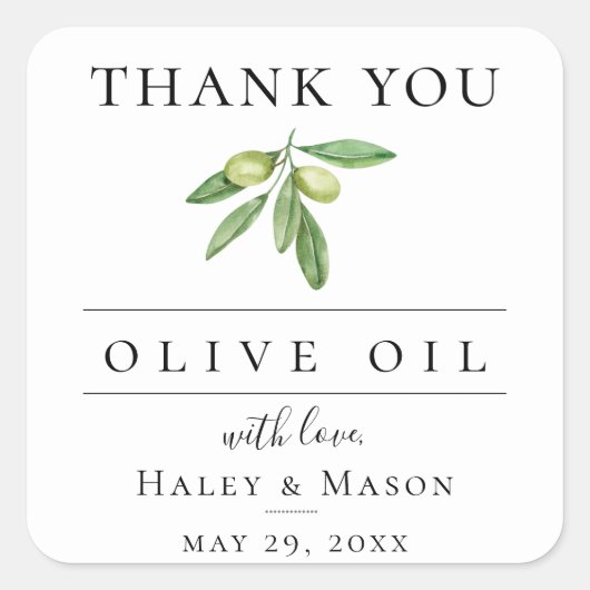 Olijfolie Hartelijk dank Vierkante Sticker (Voorkant)