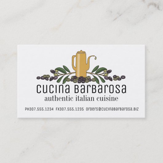 olijfolie Italiaanse keukenkoek Visitekaartje (Voorkant)