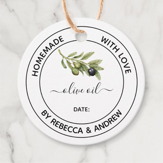 Olijfolie Kraft-kleur met illustratie Bedankjes Labels (Voorkant)