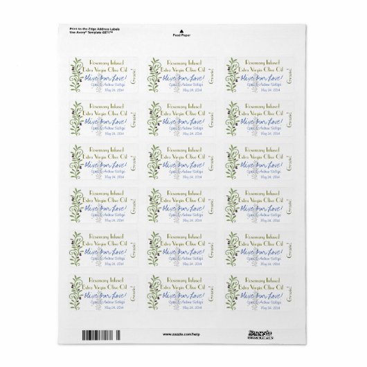 Olijfolie Label Sticker (Full Sheet)