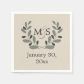 Olijfolie met initialen bruiloft servetten (Voorkant)