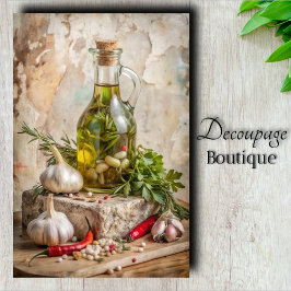 Olijfolie met mediterrane kruiden Découpage Tissuepapier