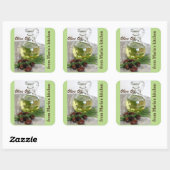 olijfolie met olijven vierkante sticker (Vel)