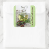 olijfolie met olijven vierkante sticker (Tas)