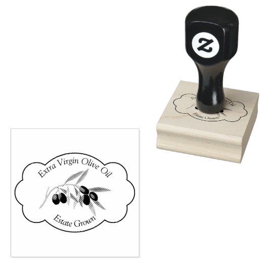 Olijfolie op maat rubberstempel (Gestempeld)