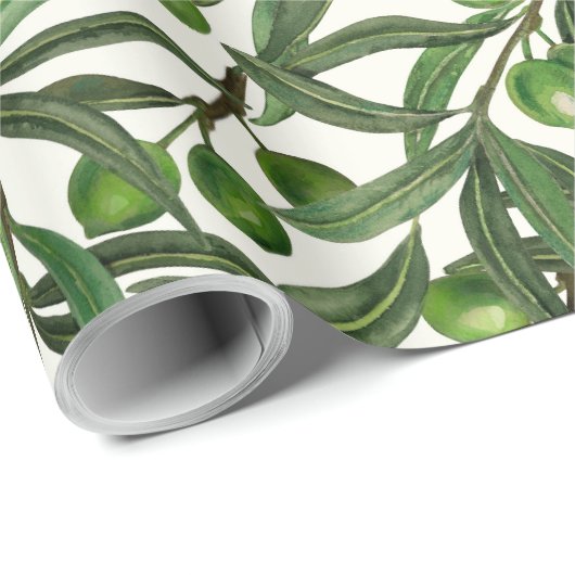 Olijfolie op witte basis cadeaupapier (Rol Hoek)