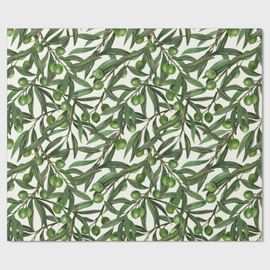 Olijfolie op witte basis cadeaupapier (Vlak)