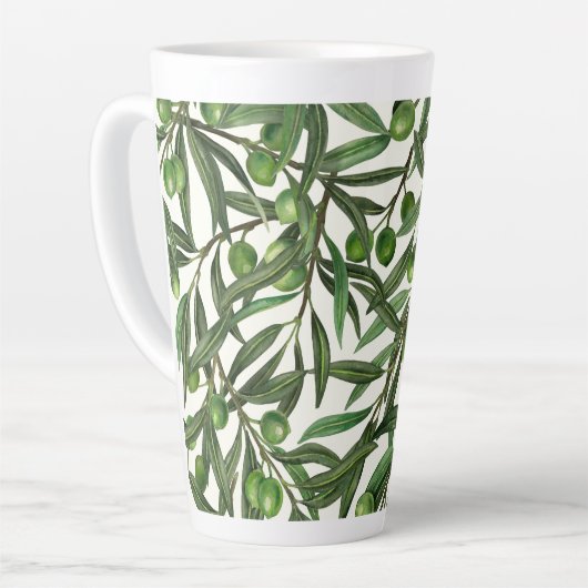 Olijfolie op witte basis latte mok (Linkerhoek)