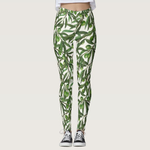 Olijfolie op witte basis leggings