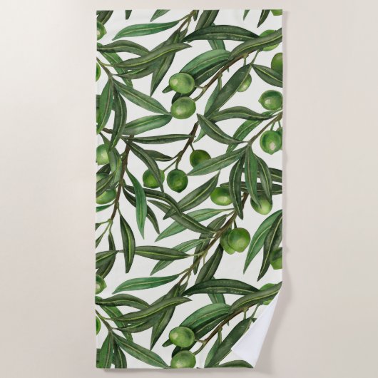 Olijfolie op witte basis strandlaken (Voorkant)