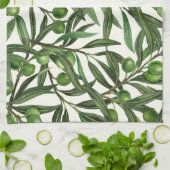 Olijfolie op witte basis theedoek (Gevouwen)