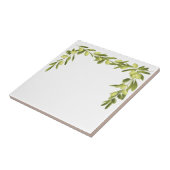 Olijfolie op witte bladeren Olijfgroene tegels Tegeltje (Zijkant)