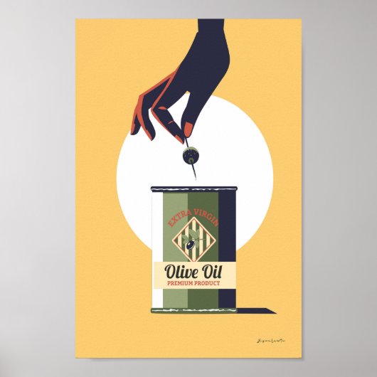 Olijfolie retro vintage poster keuken (Voorkant)