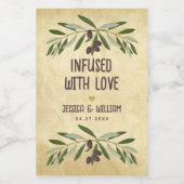 Olijfolie Rustieke bruiloft doordrenkt met liefde  Wijn Etiket (Enkel label)