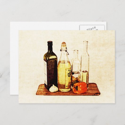 Olijfolie van evoo en veggies briefkaart (Voorkant / Achterkant)