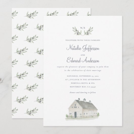 Olijfolie van gemengde waterverf + waterverf van s (Voorkant / Achterkant)