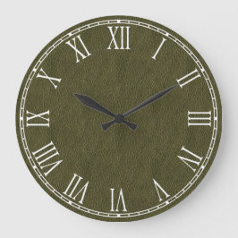 Olijfolie van leder met groene retro grote klok