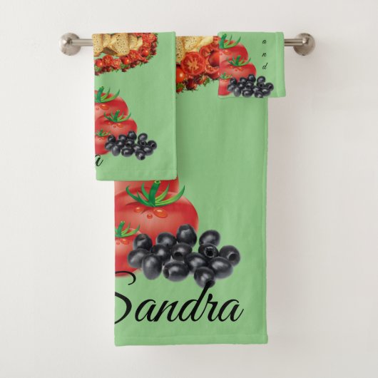 Olijfolie voor tomatenbrood bad handdoek (Insitu)