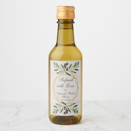 Olijfolie Vrijgezellenfeest Favors Infant with Lov Wijn Etiket (Voorkant)