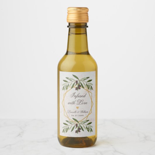 Olijfolie-weddenschap met liefdesolie wijn etiket (Voorkant)