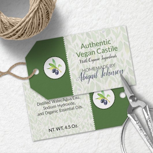 Olijfolie Zelfgemaakte bad- en lichaamslabel | Lab Cadeaulabel