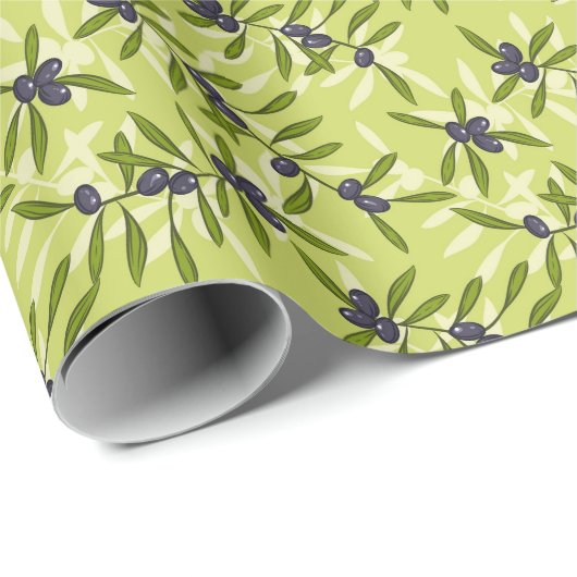 Olijfpatroon Cadeaupapier (Rol Hoek)