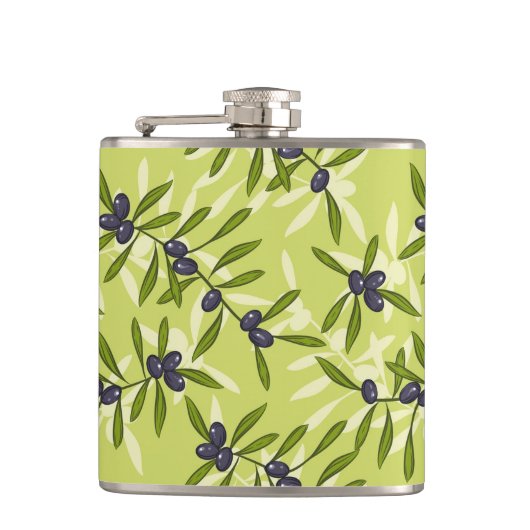 Olijfpatroon Heupfles (Voorkant)