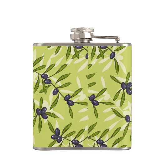 Olijfpatroon Heupfles (Achterkant)