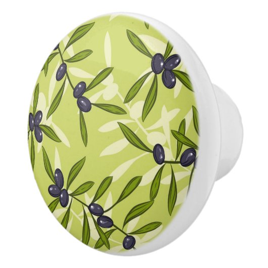 Olijfpatroon Keramische Knop (Rechts)