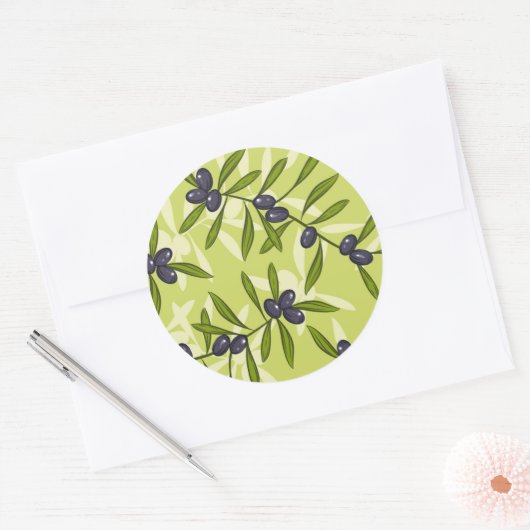 Olijfpatroon Ronde Sticker (Envelop)