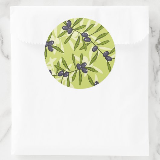 Olijfpatroon Ronde Sticker (Tas)