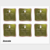 Olijfproductlabel Roze Gouden Frame Logo Monogram Vierkante Sticker (Vel)