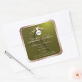 Olijfproductlabel Roze Gouden Frame Logo Monogram Vierkante Sticker (Envelop)
