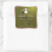 Olijfproductlabel Roze Gouden Frame Logo Monogram Vierkante Sticker (Tas)