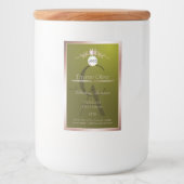 Olijfproductlabel Roze Gouden Frame Logo Monogram Voedselcontainer Etiket (Voorkant)