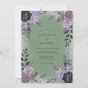 Olijfpruim Sering Eucalyptus Bruiloft Kaart