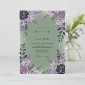 Olijfpruim Sering Eucalyptus Bruiloft Kaart (Staand voorkant)