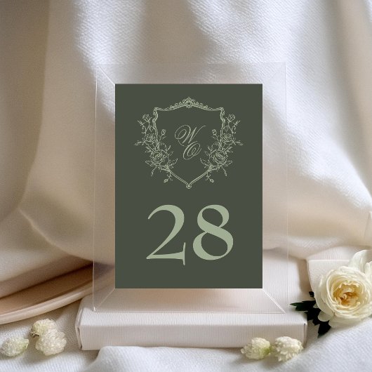  olijfsalie Bloemkam Monogram Huwelijk Kaart