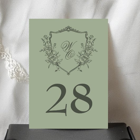  olijfsalie Bloemkam Monogram Huwelijk Kaart