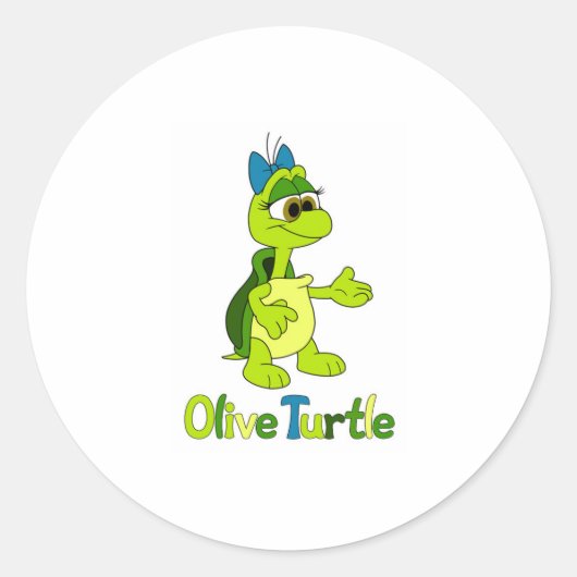 Olijfschildpad Ronde Sticker (Voorkant)