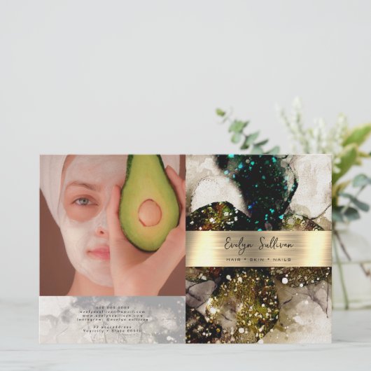 Olijfsmaragdgroene waterverf bifold brochure (Staand voorkant)